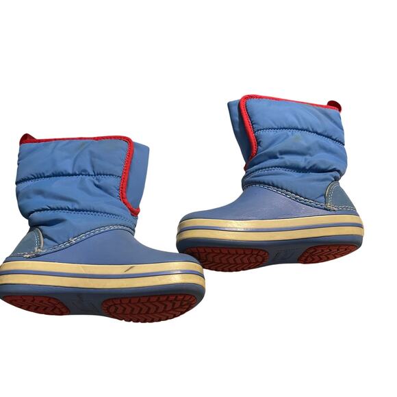 Crocs blue red rain snow boots slip on - light up toddler boys child size 10 - Picture 5 of 6